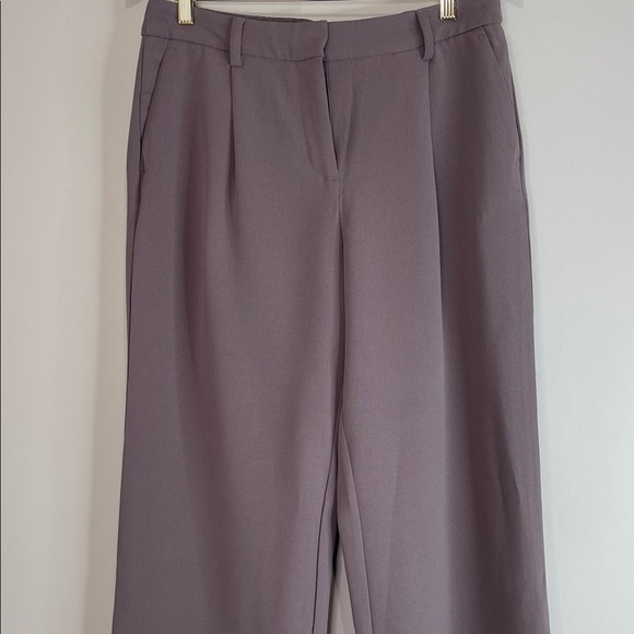 DKNY Wide Leg Pants Trousers Taupe Brown Pockets One Pleat Elastic Waistband 8 - Picture 3 of 11
